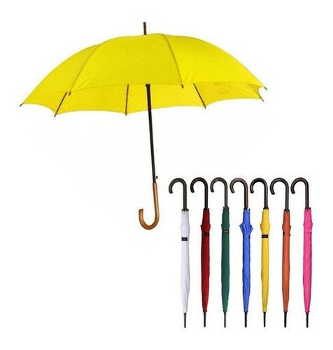 Guarda Chuva Colorido Cabo Cor De Madeira C-1013l (7 Uni ) 0