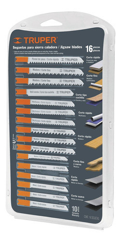 Juego De 16 Sierras Para Sierra Caladora Encastre U Truper 0