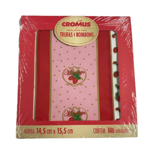 Embalagens Para Trufas E Bombons Sabor Morango 100un 0
