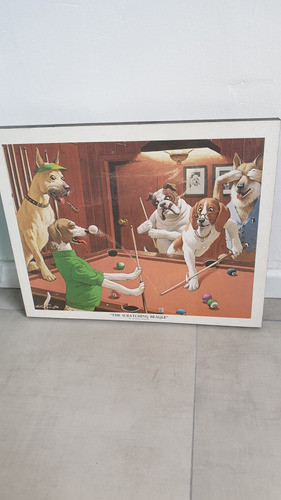 Bastidor De Perros Jugando Al Pool De 50.5x 40 Cm 0