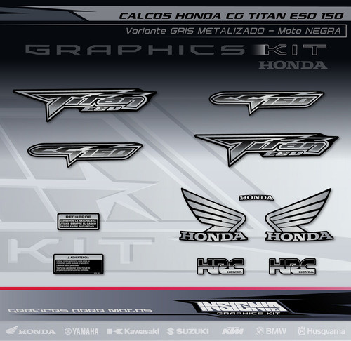 Calcos Honda Titan Cg 150 - Gris Metalizado- Insignia Calcos 0