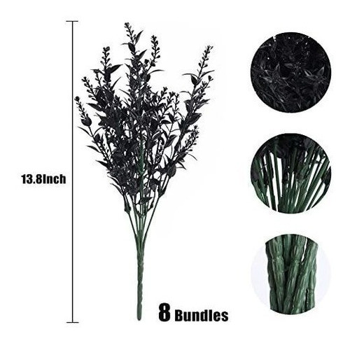 8  Flores Artificiales P/ Decorar Resistentes Uv- Negro 1