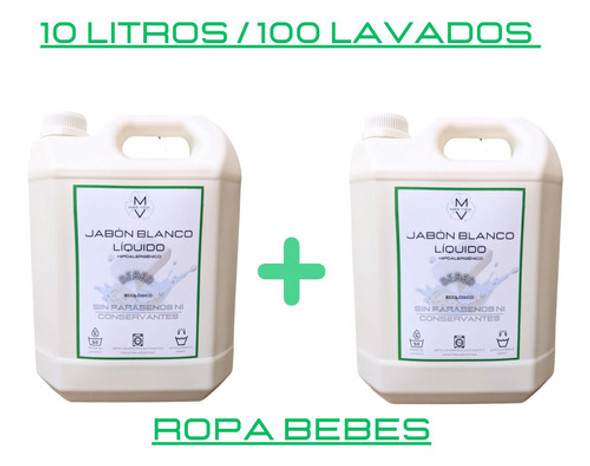10 L Jabón  Blanco Líquido Ropa Bebés Neutro Mv. Hipoalergen 0