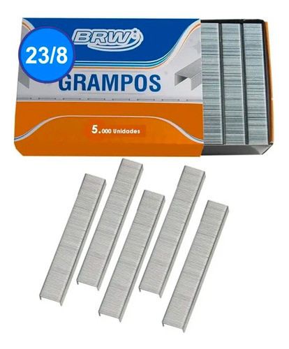 Grampo 23/8 Para Grampear 20 A 50fls Galvanizado Brw 5000un 0