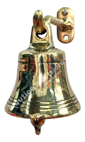 Campana De Colgar Bronce Pulido Con Soporte 1