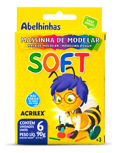 Kit Massinha De Modelar Escolar Soft Acrilex 6 Cores C/3 Uni 1