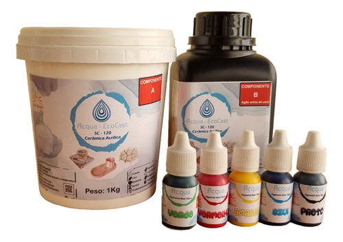 Kit Ecocast 1,4kg + 5 Pigmentos Para Artesanato 0