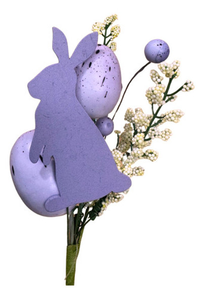 Kit 4 Galho Decoração Lilás Ovinho Coelho Páscoa Frutinhas 1