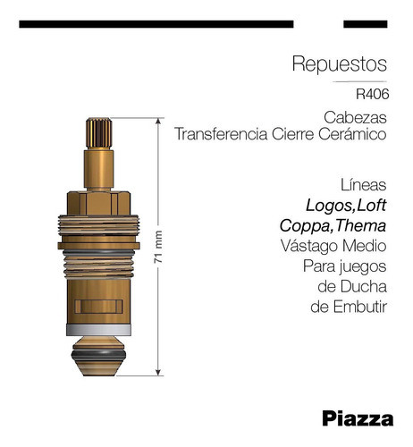 Repuesto Piazza Cabezal Transferencia Cierre Cerámico 1