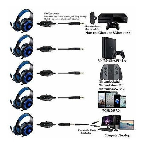 Auricular Gamer Pacrate H-11 C/microfono (negro Y Azul) 1