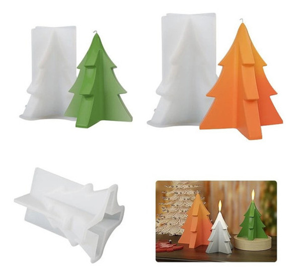 / Molde De Silicone Para Vela Grande Árvore De Natal 3d 0