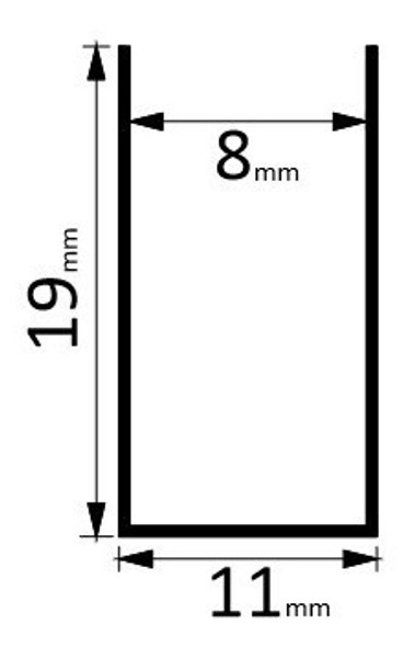 Perfil U De Aluminio  11 X 19 Mm Natural X 2 Metros 1