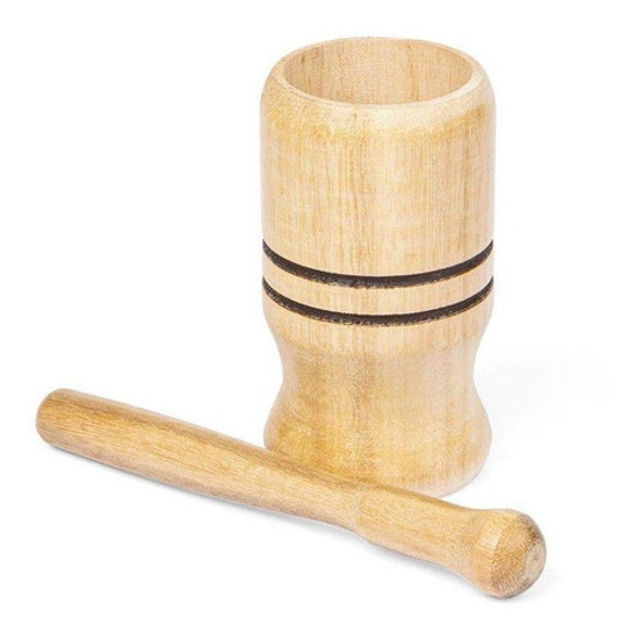 Pilão Com Socador De Alho Madeira Pilão De Madeira + Socador 0