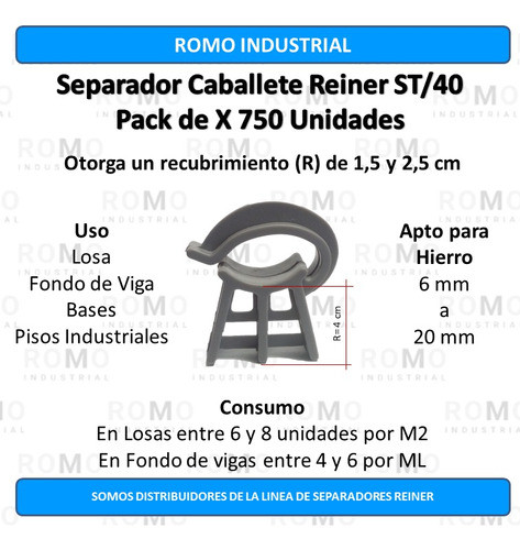 Separador Caballete St/40 Plástico Reiner Hormigón X 750 Un 1