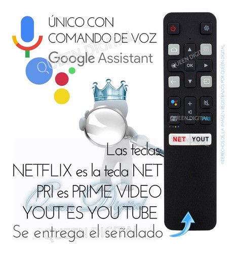 Control Remoto Rc802v Con Función Voz Para Tcl Hitachi Rca 1