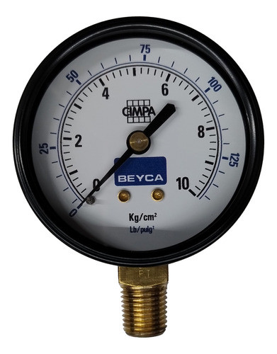 Manómetro 40kg 63 Mm Rosca 1/4 Inferior Gas Agua Aire Beyca 0