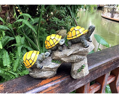 Tortugas De Energía Solar En Tronco Iluminación De Acento Al 1