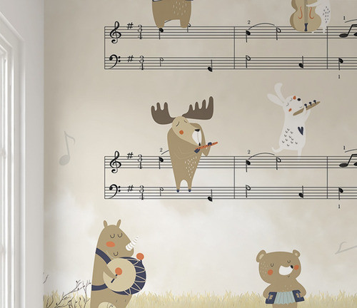 Papel De Parede Safári Musical Infantil Autocolante Vr24 3m² 1