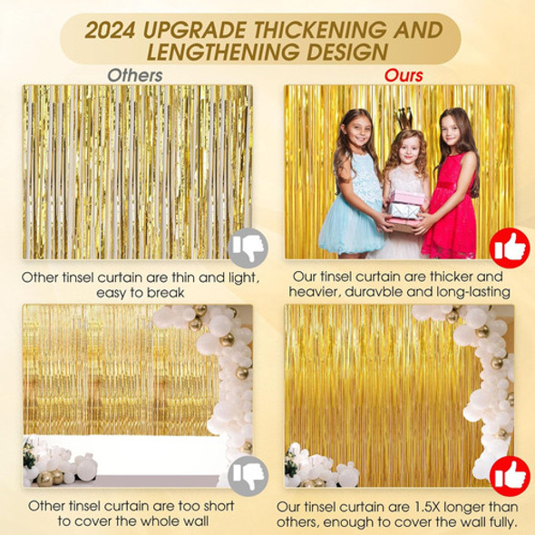 Decoraciones De Cumpleaños: 3 Pack Cortinas Doradas 100x300 1