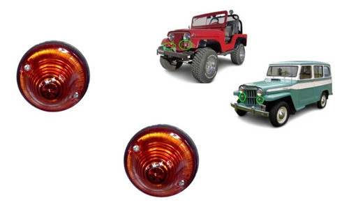 Juego Faros Giro P/ Ika Jeep Estanciera Ambar 0