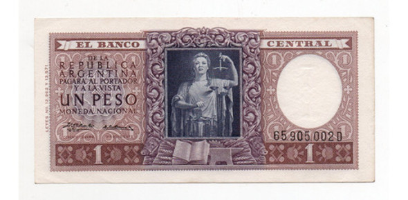 Billete Argentina 1 Peso Moneda Nacional Bottero 1918 Sc- 0