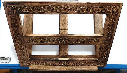 Suporte De Madeira Quaran Bible Esculpido À Mão Ajustável Po 1