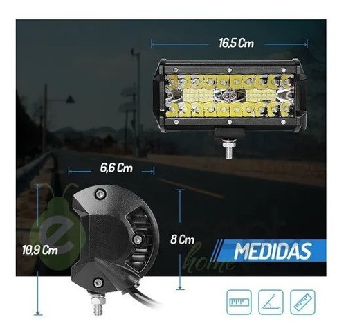Faro Auxiliar Led Moto Auto Con Soportes 120w Rpm 1