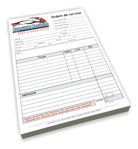5 Ordem De Serviço Oficina Mecânica - A4 - 100fls Cada 0
