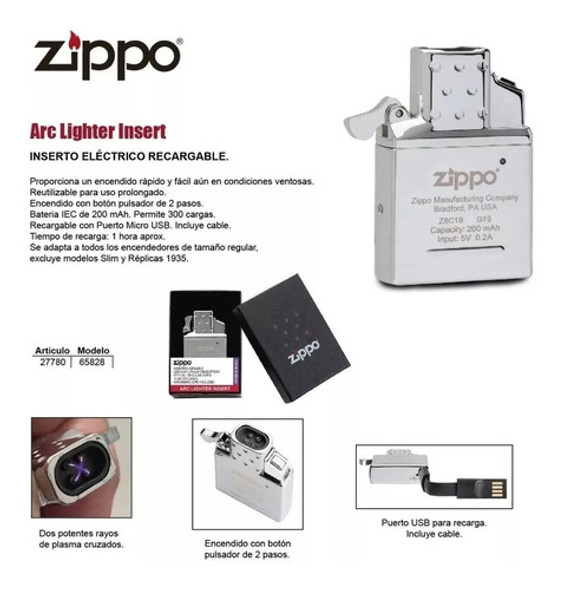 Zippo Usb Recargable Original Garantia 29057 1