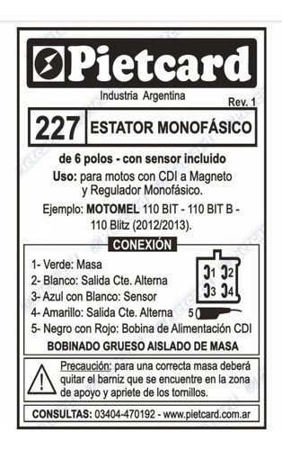 Estator Motomel 110 Bit B 1