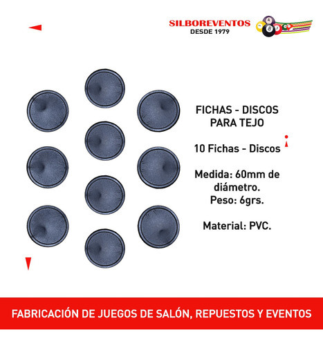 10 Discos O Fichas De Tejo Repuesto 60mm 1