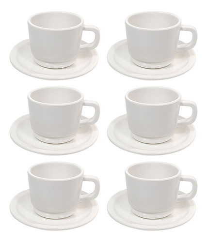 Taza De Té Apilable Con Plato Melamina 220 Ml Set X6 Goldsky 0