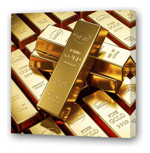 Cuadro 45x45cm Oro Gold Barra Lingotes Dinero Dorado P2 0