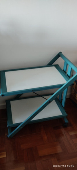 Mesa Bar Rodante Plegable De Madera, Se Desliza Perfectament 1