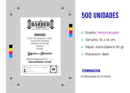Volantes Folletos Peluquería Barbería 10x14 Cm 500 Unidades 1