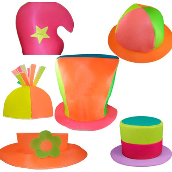 Cotillon Fiesta Combo 50 Gorro Fluo De Tela Kit Sombreros 0