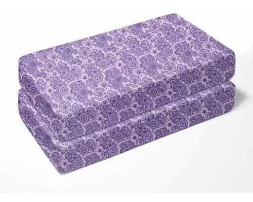 Bacati  Paisley Floral 100% Algodón De Percal 2 Paquete Cuna 1