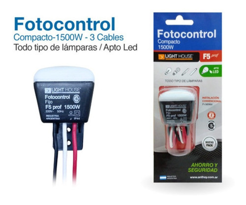 Fotocontrol Fotocelulas Led 3 Cables Light House 1500w 1