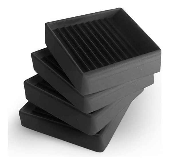 Regatones De Goma Con Antideslizante 5.1x5.1 Cm Negra Pack 4 0