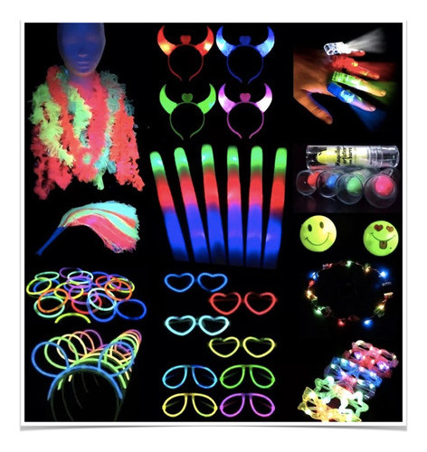 Combo Cotillon Luminoso Led Neon 200 Personas Casamiento 0
