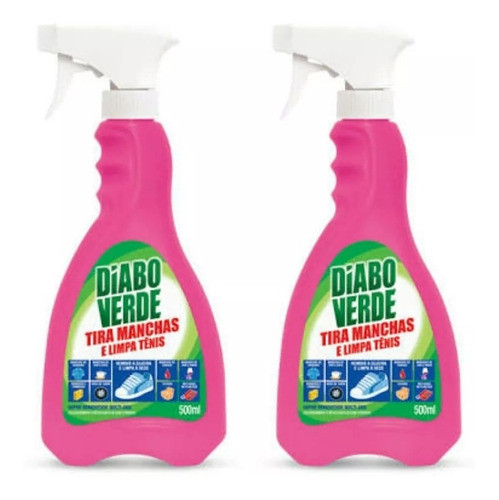 Kit Com 2 Tira Manchas E Limpa Tenis Diabo Verde 500ml 0