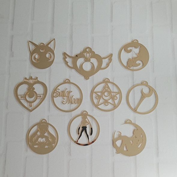 Esferas Sailor Moon Acrilico Dorado Pack X6 Unidades Navidad 1