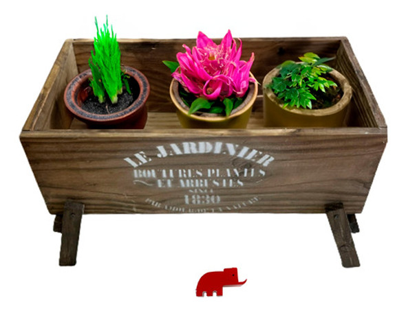 Huertera Verduras Flores Cajón Madera Vintage Organizador 1
