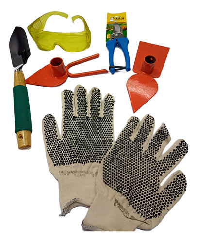 Combo Jardinería Onza Escardillo Tijera Guantes X 9 Unidades 0