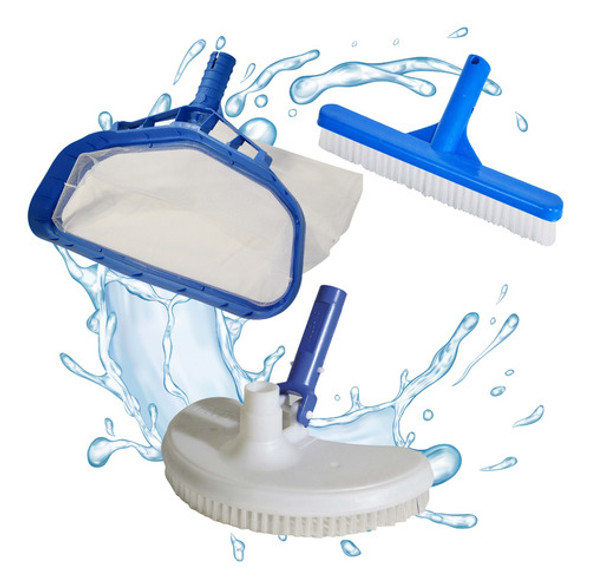 Kit Limpieza Pileta Vulcano Sacahojas Cepillo Limpia Fondo 0