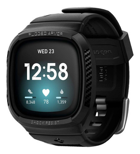 Malla Spigen Rugged Armor Pro Fitbit Versa 3 Negro 0