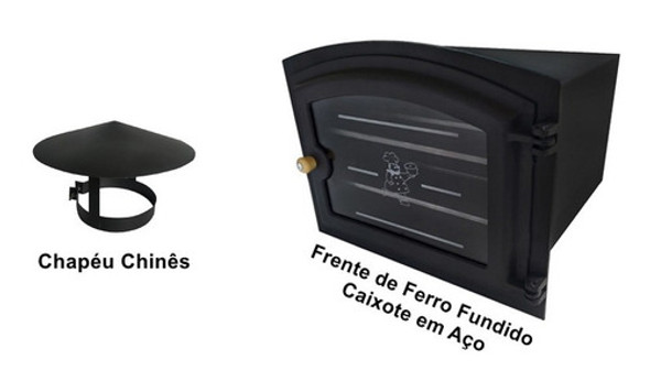Forno Ferro Fundido G Aço Fogão À Lenha + Chapéu Chinês 1