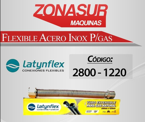 Flexible Acero Inox Para Gas 1/2 X 200-420mm 1
