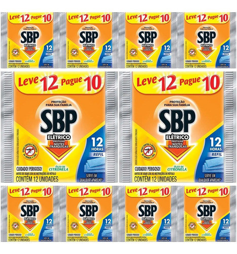 Kit 10 Refil Pastilha Inseticida Sbp Elétrico C/12 Unidades 0