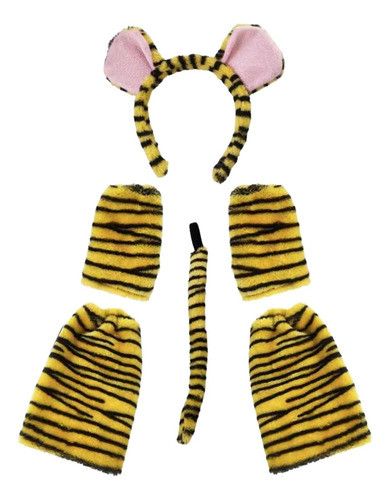 Conjunto De Cauda De Orelhas De Animais, Tigre Preto Amarelo 0